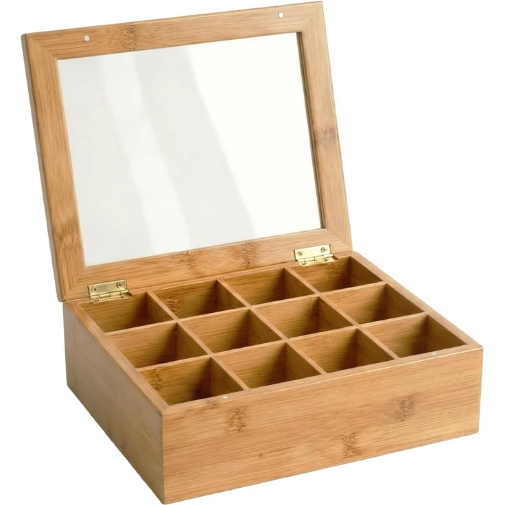 CLP Teebox Laprino Bambus 12 Fächer Deckel mit Sichtfenster und Magnetverschluss,natura – Bild 4