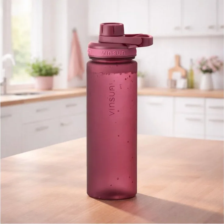 Vinsun Trinkflasche Sportflasche 750ml - Wasserflasche BPA frei & Kohlensäure geeignet, Auslaufsicher, bruchsicher, wiederverwendbar, leicht, Tritan Flasche