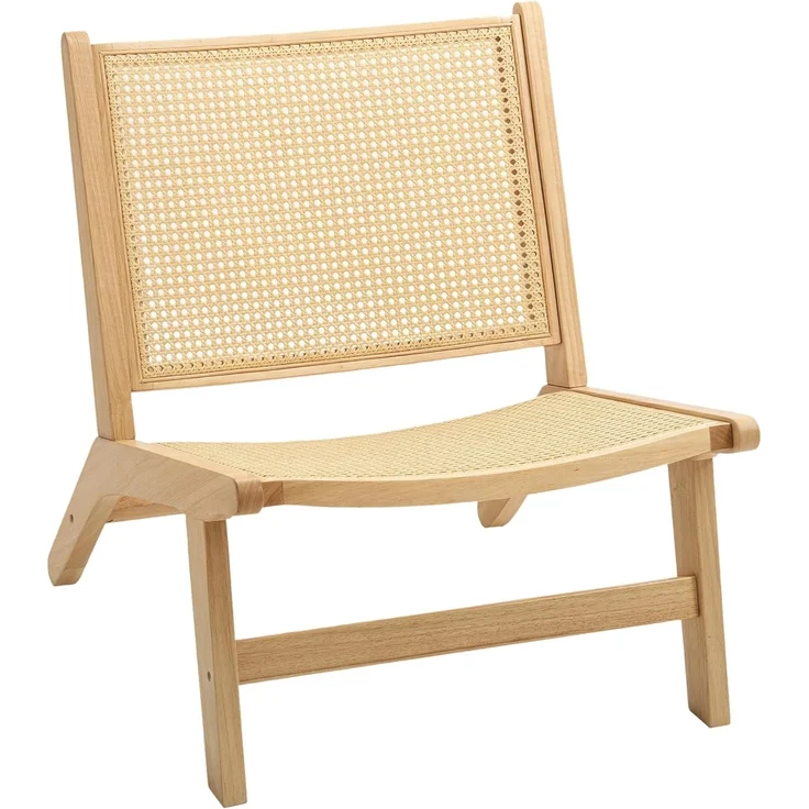HOMCOM Relaxsessel Rattan-Akzentsessel (Sessel mit Gummibaumholzrahmen, 1-St, für Schlafzimmer und Wohnzimmer), 70 x 64 x 74 cm Naturholz-Finish – Bild 1