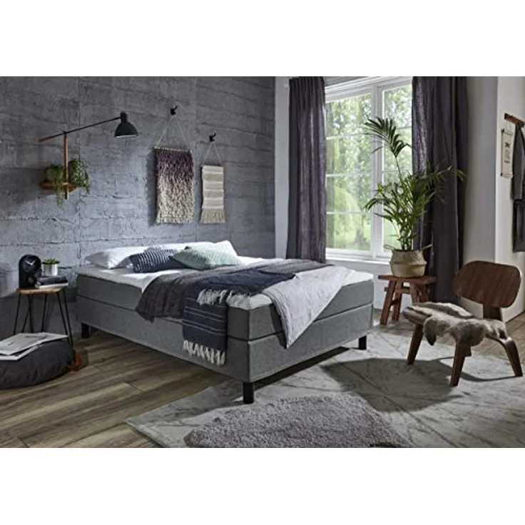 Atlantic Home Collection Happy Boxbett ohne Kopfteil, Bonellfederkern-Matratze, Härtegrad H2, Stoff, Grau, 120x200 – Bild 2