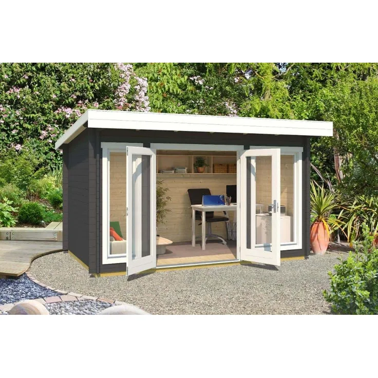Lasita Maja Gartenhaus Dorset Gartenhaus aus Holz Holzhaus mit 34 mm Wandstärke Blockbohlenhaus mit Montagematerial