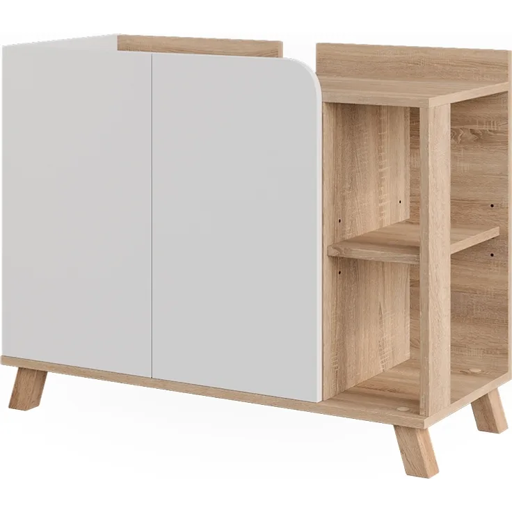 Waschbeckenunterschrank Karen Sonoma/Weiß 80 x 65 cm mit 2 Türen Vicco