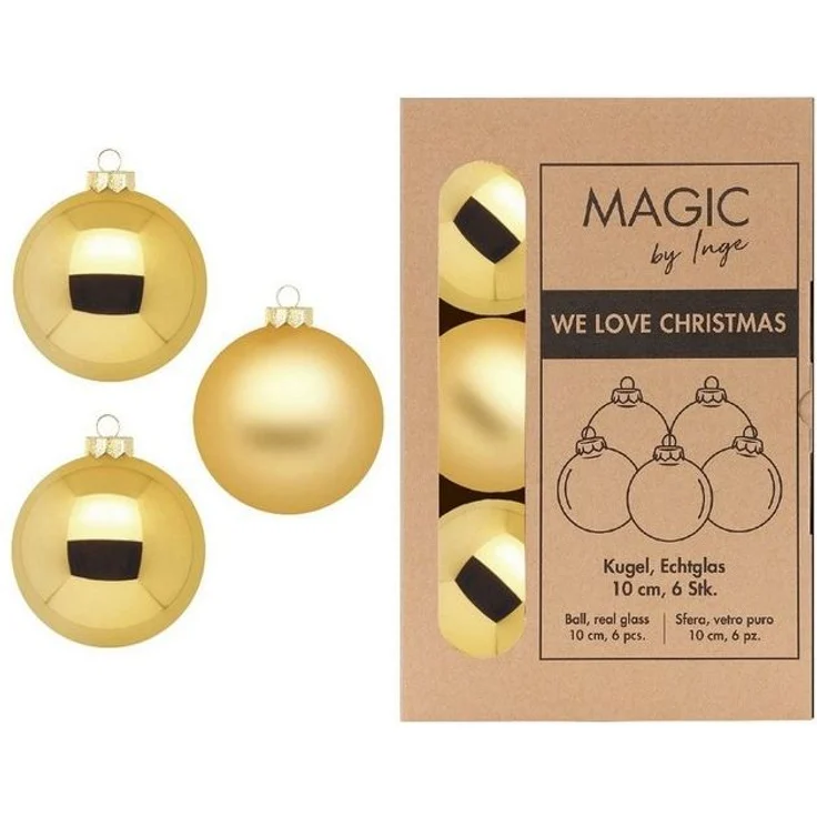 MAGIC by Inge Weihnachtsbaumkugel, Weihnachtskugeln Glas 10cm 6 Stück - Inkagold – Bild 2