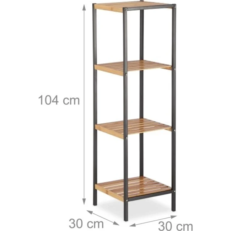 Quadratisches Regal Bambus und Stahl – Bild 4