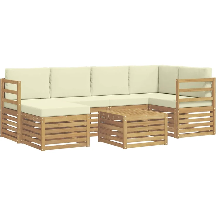 vidaXL Outdoor-Sofagarnitur 7 stk. 5-Sitzer Weiß und Creme Polyester 3392135 – Bild 2