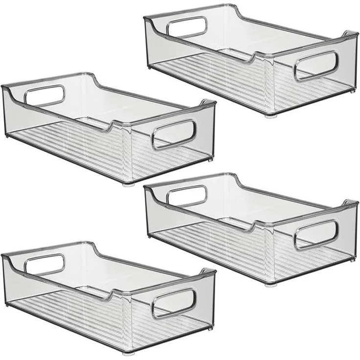 mDesign Kühlschrankbox Aufbewahrung Organizer stapelbar Griffe 4er-Set Rauchgrau – Bild 1