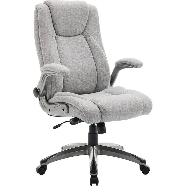 COLAMY Bürostuhl Ergonomisch, Chefsessel mit Hoher Rückenlehne, Ergonomischer 360° Drehstuhl für Büro, Schreibtischstuhl Lederstuhl mit Verstellbarer Neigungsverschluss, Grau