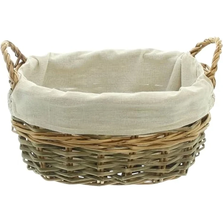 Dekoleidenschaft Aufbewahrungskorb "Dezent" Brotkörbchen, Spaltweide, Weidenkorb 30x22 cm, Ordnungskorb, Ordnungskorb mit Stoffeinlage, Brotkorb, Obstkorb, Flechtkorb – Bild 2