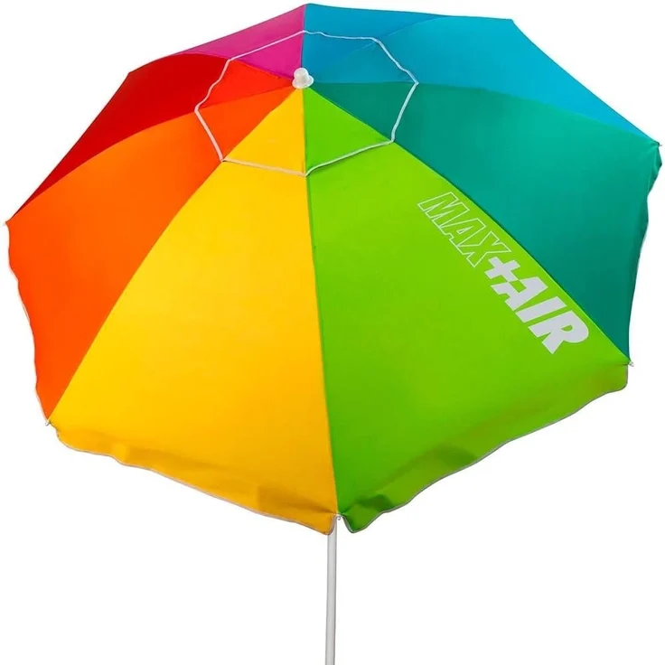 AKTIVE Strandschirm 220 cm, großer Sonnenschirm, belüftetes Dach, 28-32 mm Mast, UV 50 Schutz, mehrfarbiges Design, inkl. Aufbewahrungstasche (62222) – Bild 1