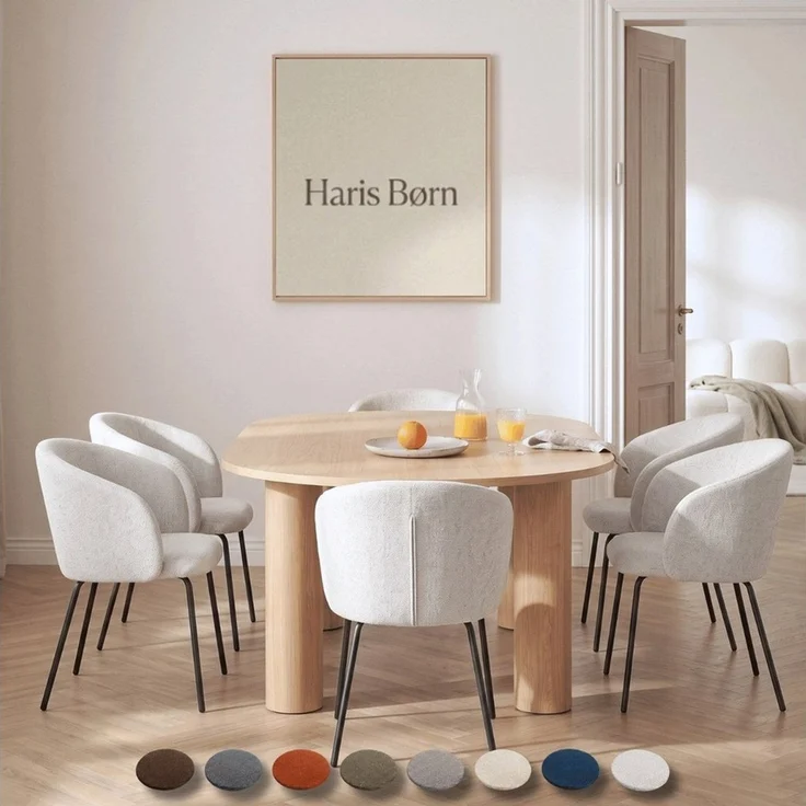 Haris Børn Esszimmerstuhl mit Armlehnen NØR - Hochwertige Polsterstühle für Esszimmer (Set, 6 St), Hellgrau - Premium Esszimmer Stühle & Wohnzimmer Stühle – Bild 1