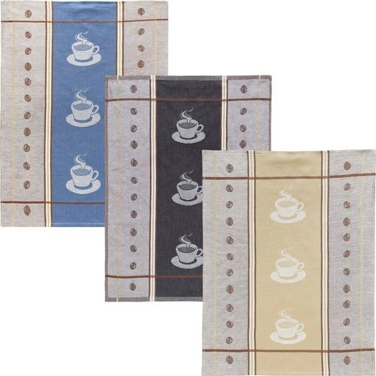 Kracht Geschirrtuch Geschirrtuch "Espresso" 3er-Pack, Halbleinen Motiv – Bild 4
