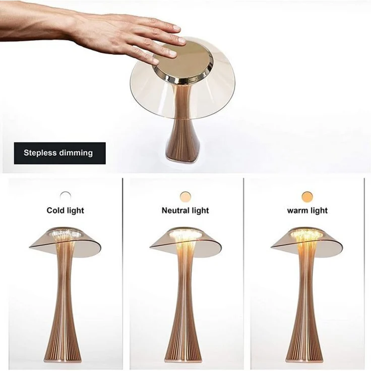 Nettlife LED Nachttischlampe Nachttisch Lichtsteuerung Touch Roségold, LED fest integriert, Kaltweiß, Neutralweiß, Warmweiß – Bild 4