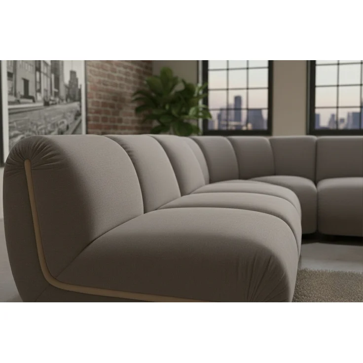 KAWOLA Modulsofa LAYLA Ecksofa 5 Module Velvet taupe 74 x 305 x 305 cm – Bild 7