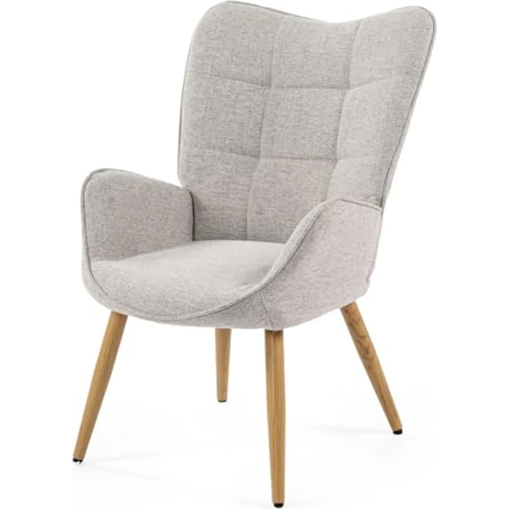 MEUBLE COSY Sessel Relaxsessel Lehnstühle Polstersessel Einzelsofa mit Holzbein Ohrensessel für Wohnzimmer Schlafzimmer Büro Vanity, Stoff, Beige – Bild 2