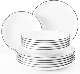 Seltmann Weiden Lido Black Line Tafelservice rund 12-teilig