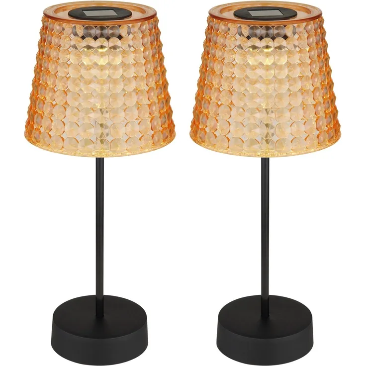 Tischlampe Kabellos 2er Set Solar Akku Tischleuchte Außen Solarleuchte 36634-2A