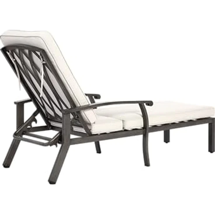 Ball & Cast Sonnenliege aus Rostfreiem Aluminium, Liege mit Verstellbarer Rückenlehne und bequemen Kissen, Wetterfest und UV-beständig, 204 x 68 x 100 cm, Beige – Bild 6