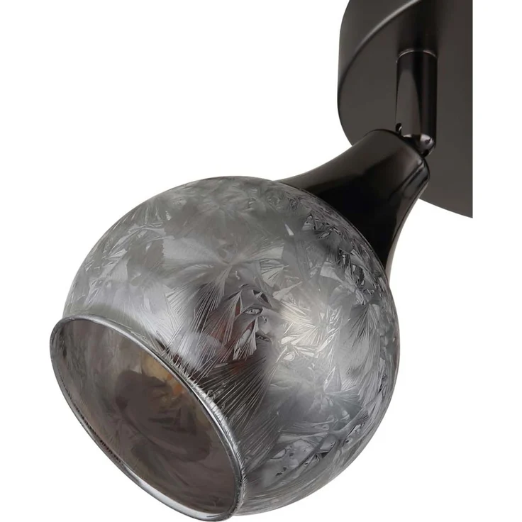 Deckenleuchte, schwarz-chrom, Glas geeist, beweglich, D 32cm – Bild 7