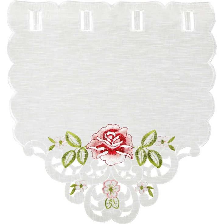 ARSVITA Fenstergardine mit Stickerei, Blumen oder Schmetterlingen bestickte 35x40cm Fensterbild, in vielen verschiedenen Designs verfügbar (Farbe: Weinrot - Grün) – Bild 1