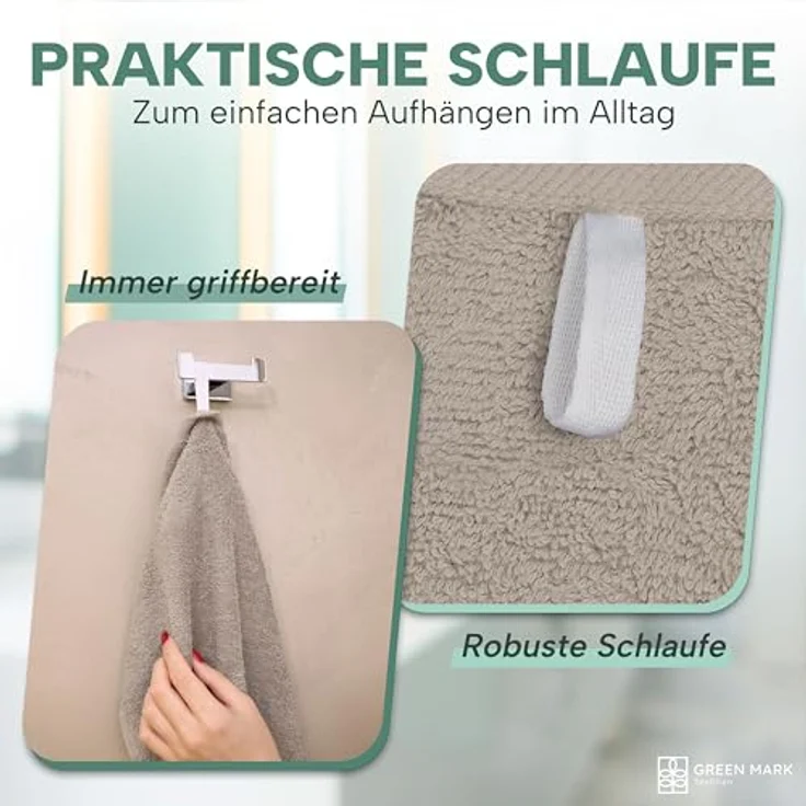 NatureMark 8er Spar-Pack Frottier Handtücher, Handtuch-Set, 50x100 cm, Sand/Beige, 100% Baumwolle – Bild 7