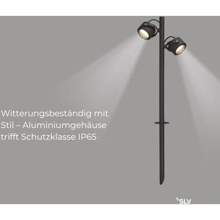 SLV SITRA 360 SL SPIKE, anthrazit, 2xGX53, max. 9W, IP44 - Stand-, Wand- und Deckenleuchten (Outdoor) – Bild 4
