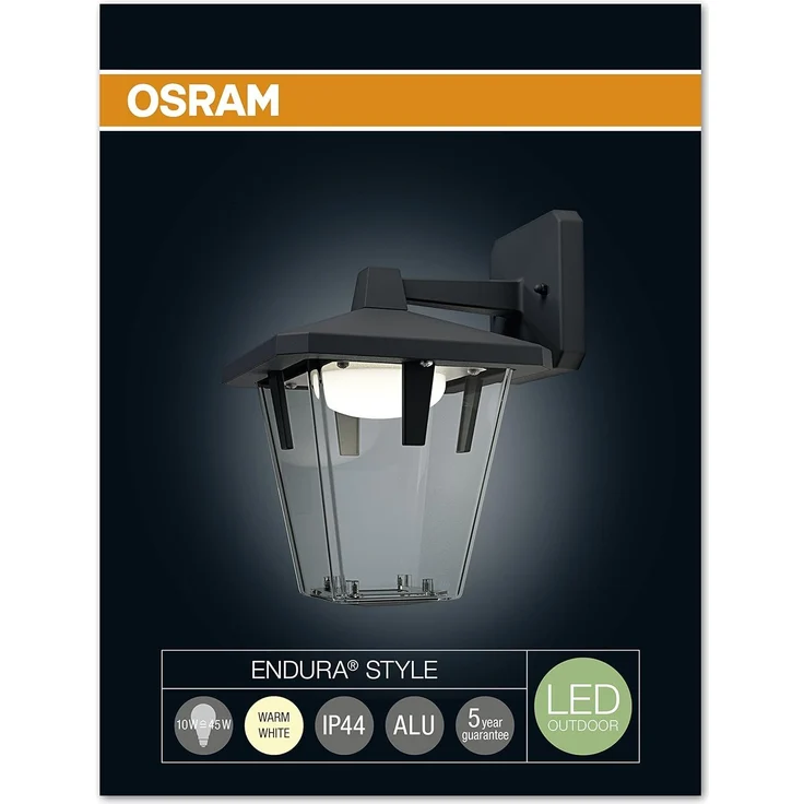 Osram Endura Style Lantern Classic Down LED Wand-aussenenleuchte, Aluminiumkörper, 10 Watt, warmweiss, 3000K, schwarz – Bild 3