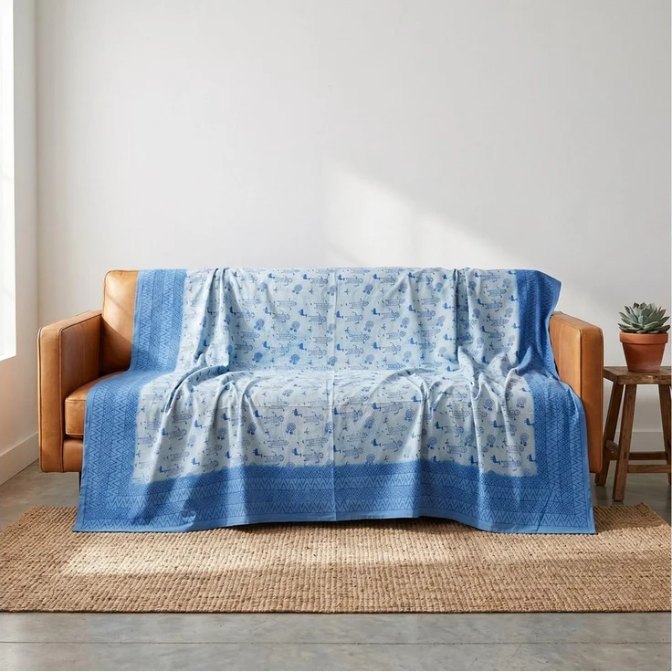 Guru-Shop Tagesdecke Blockdruck Tagesdecke, Bett & Sofaüberwurf,.. – Bild 3