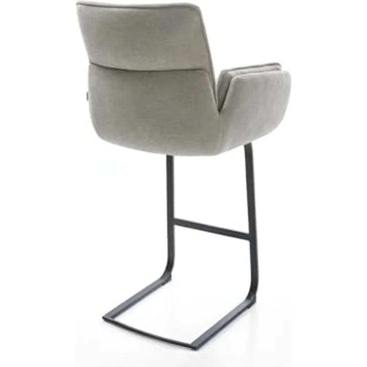 Barstuhl Nela-Flex Strukturstoff Soft Grau Freischwinger Flach Metall Schwarz – Bild 6