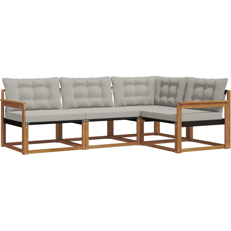 vidaXL Outdoor-Sofagarnitur 4 stk. 4-Sitzer Natur und Hellgrau 3369402 – Bild 2