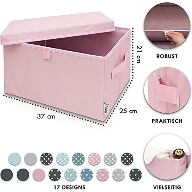 LIFENEY 2-Set Aufbewahrungsbox Kinder (37x25x21cm) I Aufbewahrungskorb für Kinderzimmer und Wohnbereich I Kinder Aufbewahrungskiste (Rosa) – Bild 4
