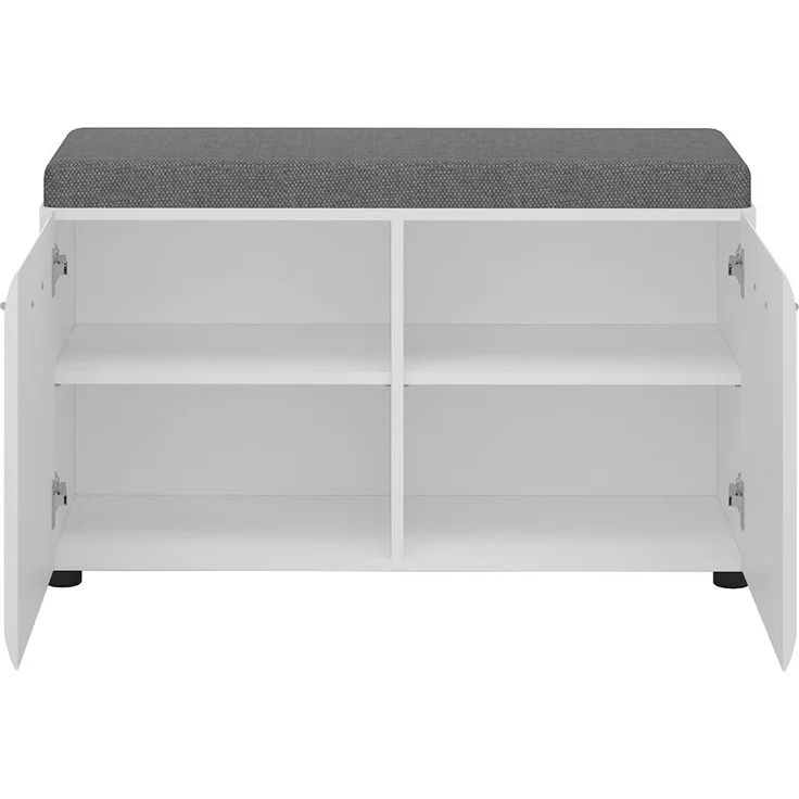 Garderoben-Set 4-teilig mit Spiegel und Schuhbank weiß Hochglanz MALABO-129 – Bild 5