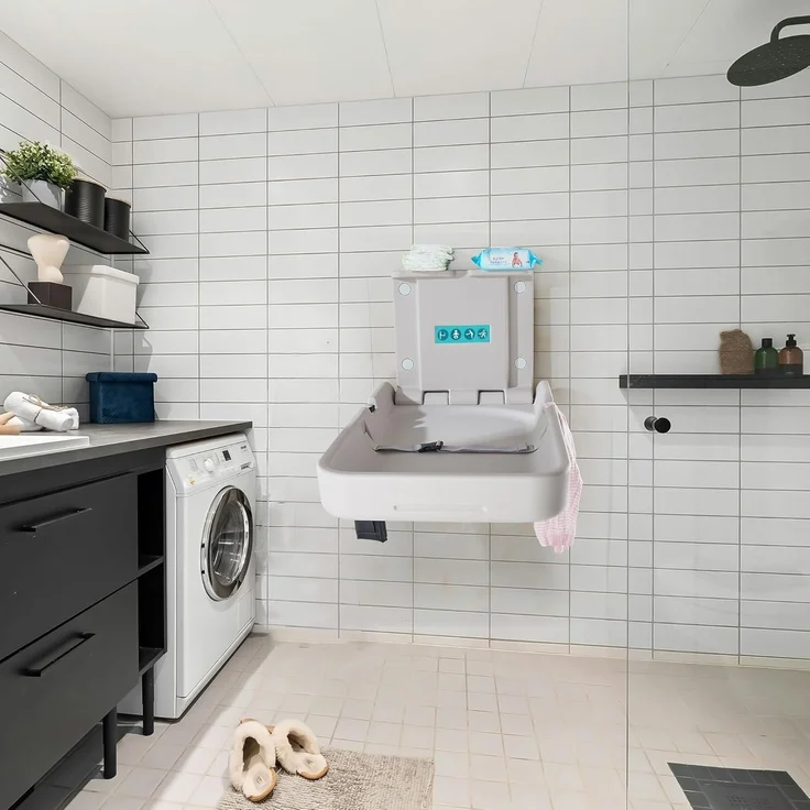 Modundry Baby Wickeln Wickeltisch Sicherheit Faltbare Vertikaler Wandmontage für Einkaufszentrum, Bahnhof, Kindergarten, Zuhause – Bild 2