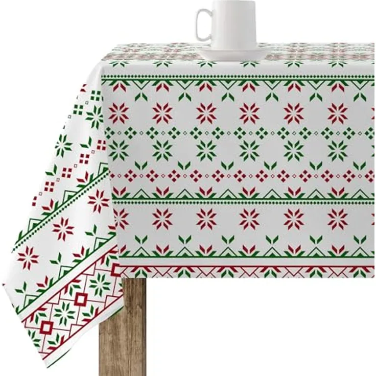 BELUM | Weihnachtstischdecke | Anti-Fleck-Tischdecke | Rechteckig Harz | Tischdecke (laminiert) | Tischdecke | Tischdecke | Heimtisch (140x140 cm)