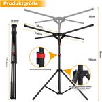 PRIISF Wäscheständer Ausziehbar Klappbar Waschesteständer 4-Arme Standtrockner Wäschespinne, Wäschetrockner Ständer Camping Platzsparend Turm kleiderständer Balkon