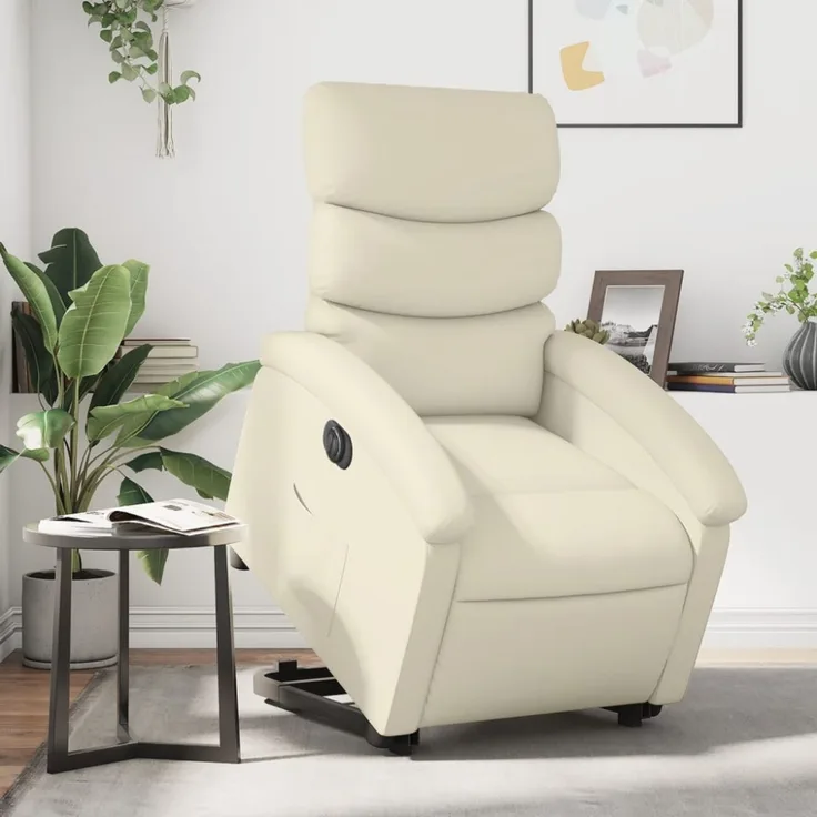 vidaXL Relaxsessel mit Aufstehhilfe Elektrisch Creme Kunstleder 3204055
