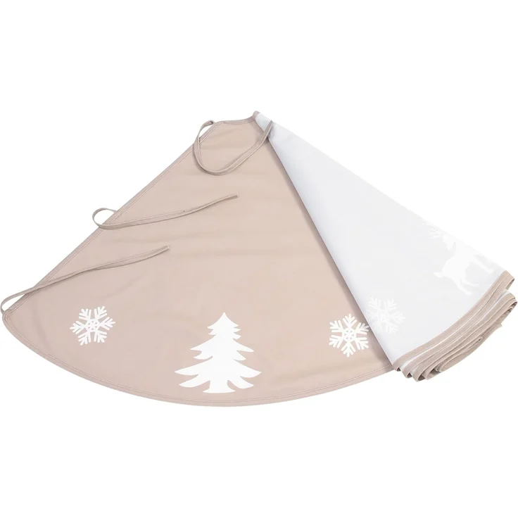 Dekoleidenschaft Weihnachtsbaumdecke "Winterwald" beige Ø 120 cm, Christbaumdecke rund, Weihnachtsbaum Rock, Baumdecke wasserabweisend, Tannebaum Decke – Bild 4