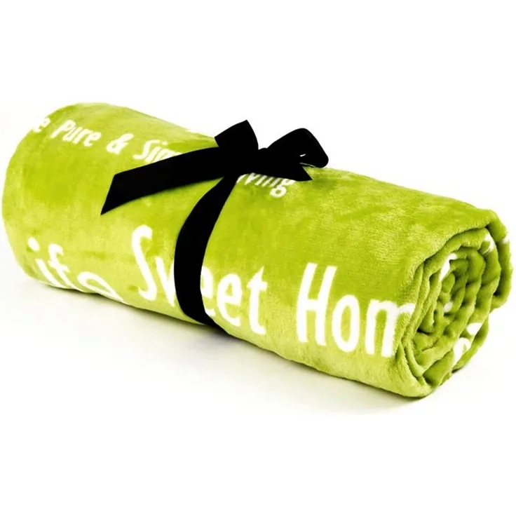 Estexo Flanell Wohndecke, Polyester, Kiwi Grün, 170x130 cm