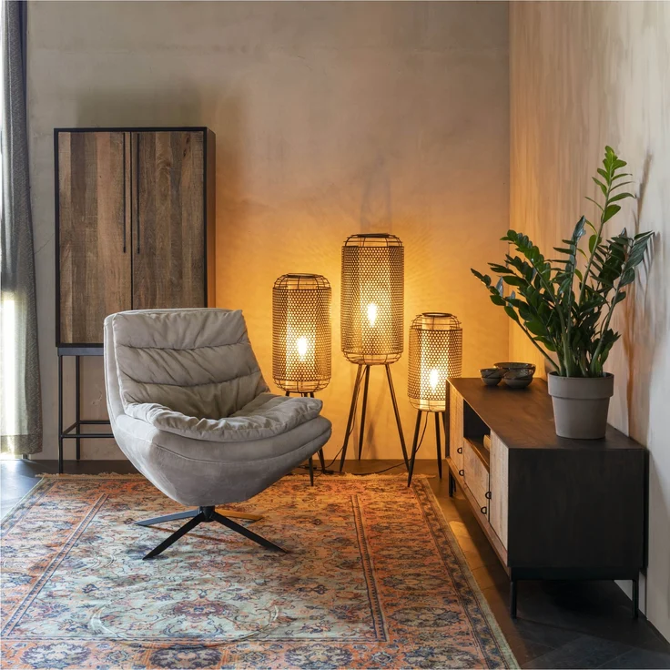 Drehbarer Lounge Sessel VINCE Cordstoff Beige von DutchBone – Bild 4