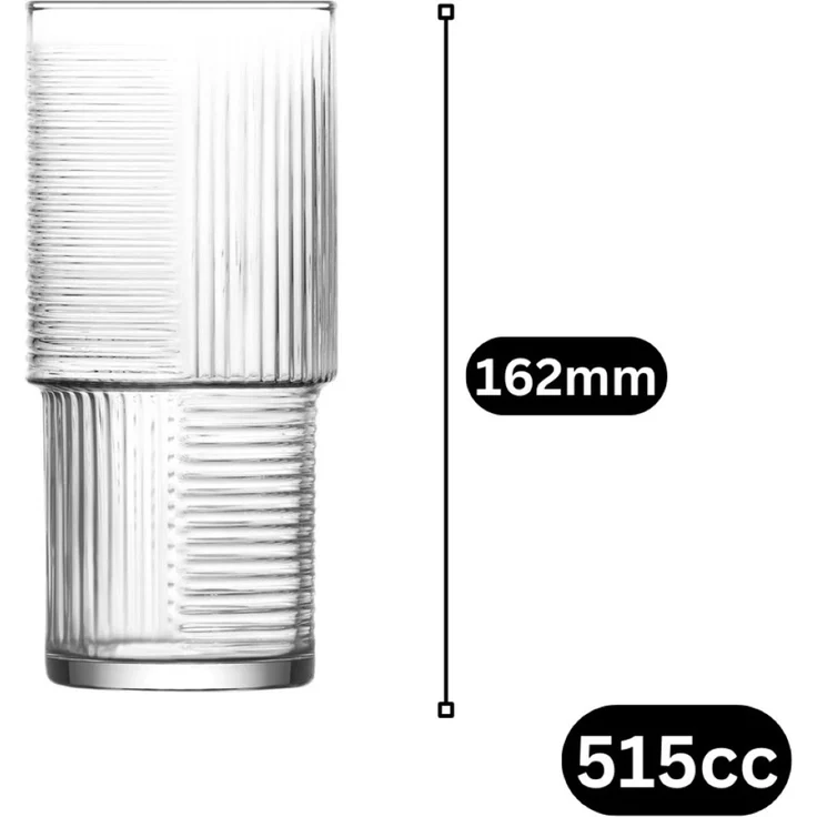 LAV Helen 3-teiliges Gläser-Set - Elegantes Riffle-Design 515 ml – Bild 2