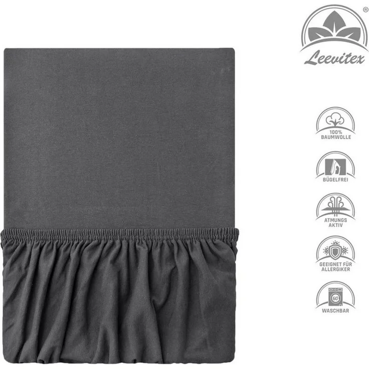 leevitex® Spannbettlaken Premium, verschiedene Größen, Stoffgewicht 195 g/m², 40 cm Steghöhe, Jersey-Elasthan, Gummizug: rundum, (1 Stück), verschiedene Farben, OEKO-TEX® STANDARD 100 zertifiziert – Bild 1