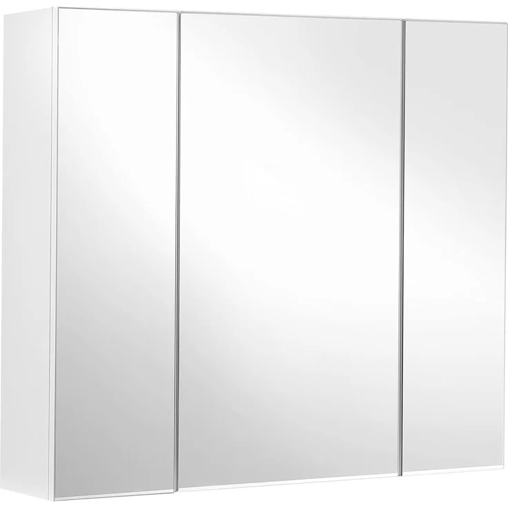 Vasagle Spiegelschrank, Badezimmerschrank, Aufbewahrungsschrank mit 3 Türen, fürs Badezimmer, 15 x 60 x 55 cm, mit verstellbaren Regalebenen, modern, weiß BBK22WT – Bild 1