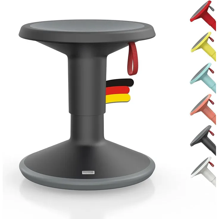 Interstuhl UPis1 - ergonomischer Sitzhocker mit Schwingeffekt - höhenverstellbar - Hocker mit rutschhemmender Standfläche & Kippschutz - Sitzhocker für gesünderes Arbeiten (Black)