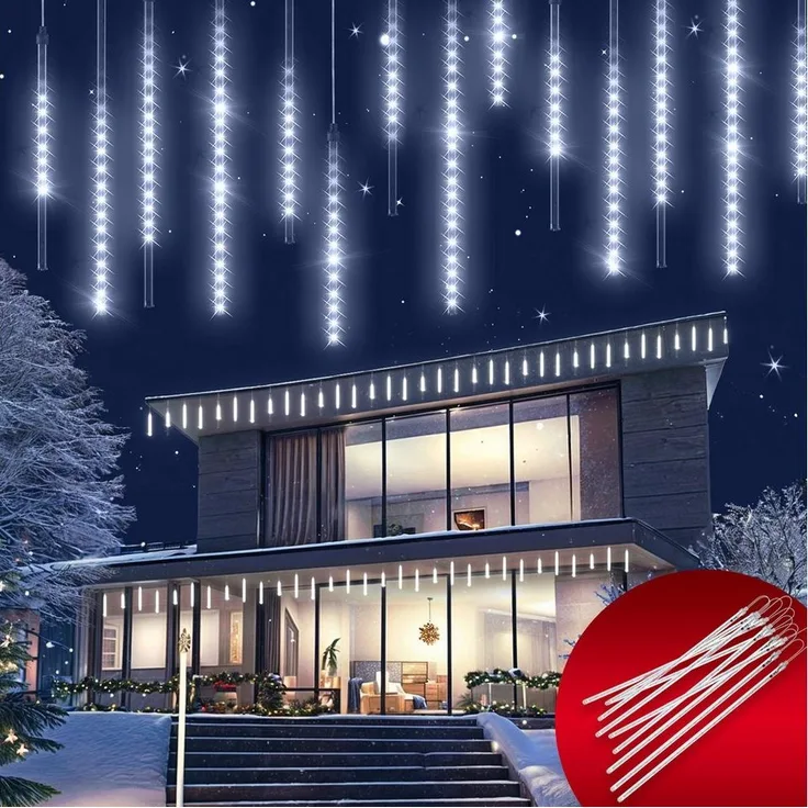monzana Lichterkette, Meteorschauer 480 LED Außen Wasserdicht 10 Röhre je 50 cm