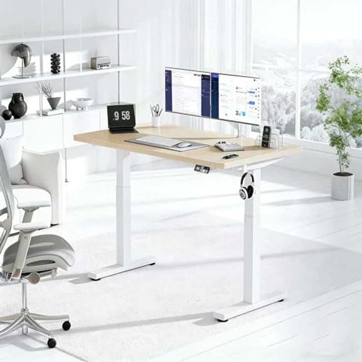 Devoko Höhenverstellbarer Schreibtisch 160x80 cm elektrisch, Höhenverstellung 71-121 cm mit Smart Control, 120 kg Tragkraft, für gesundes Arbeiten – Bild 3