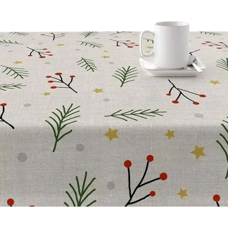 Belum Tischdecke für Weihnachten, schmutzabweisend, rechteckig, harzfarben, laminiert, 200x140 cm, Bunt – Bild 2