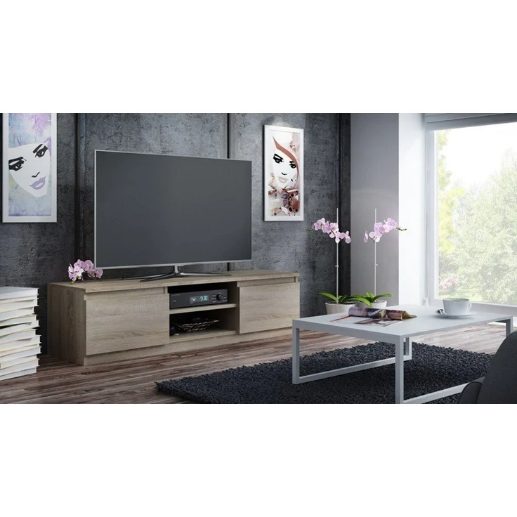 TOPESHOP LOWBOARD RTV140 Spanplatte Sonoma 140cm (H 36 x T 40 x B 140 cm) – Bild 2