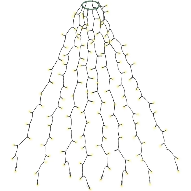 SALCAR 2m Christbaumbeleuchtung mit Ring und 8 Girlanden, 280er LED Überwurf Lichterkette Weihnachtsbaum für 150cm, 180cm, 210cm, 240cm Tannenbaum - Warmweiß