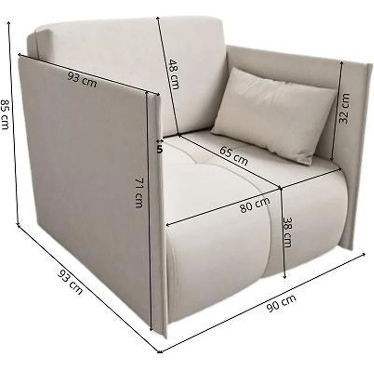 Wohnero24 Design Schlafsessel NESSA 1 - Komfortbett 80x195 cm - mit Bettkasten - Creme – Bild 7