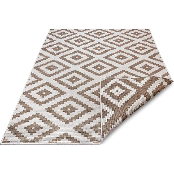 NORTHRUGS In- und Outdoor Teppich Malta 80x150 cm - Wendeteppich Wetterfest Modernes Geometrisches Muster Teppich für Balkon Terrasse Garten Wintergarten Wohnzimmerteppich Wasserfest in Linen – Bild 7