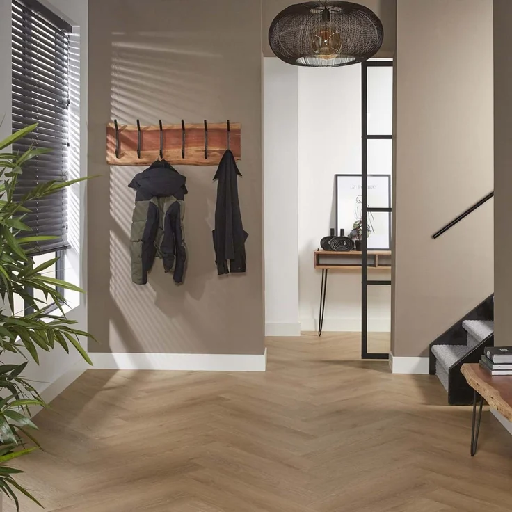Garderobe aus massivem Akazienholz, modern mit Baumkante, 6 Haken, Natur, Wandmontage – Bild 3
